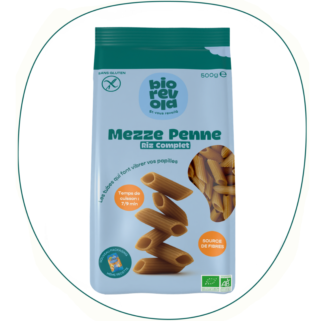 Mezze penne riz complet Bio